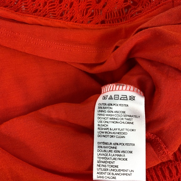 ecoté Dress Patchwork Crochet Orange Short Sleeve - Picture 7 of 7